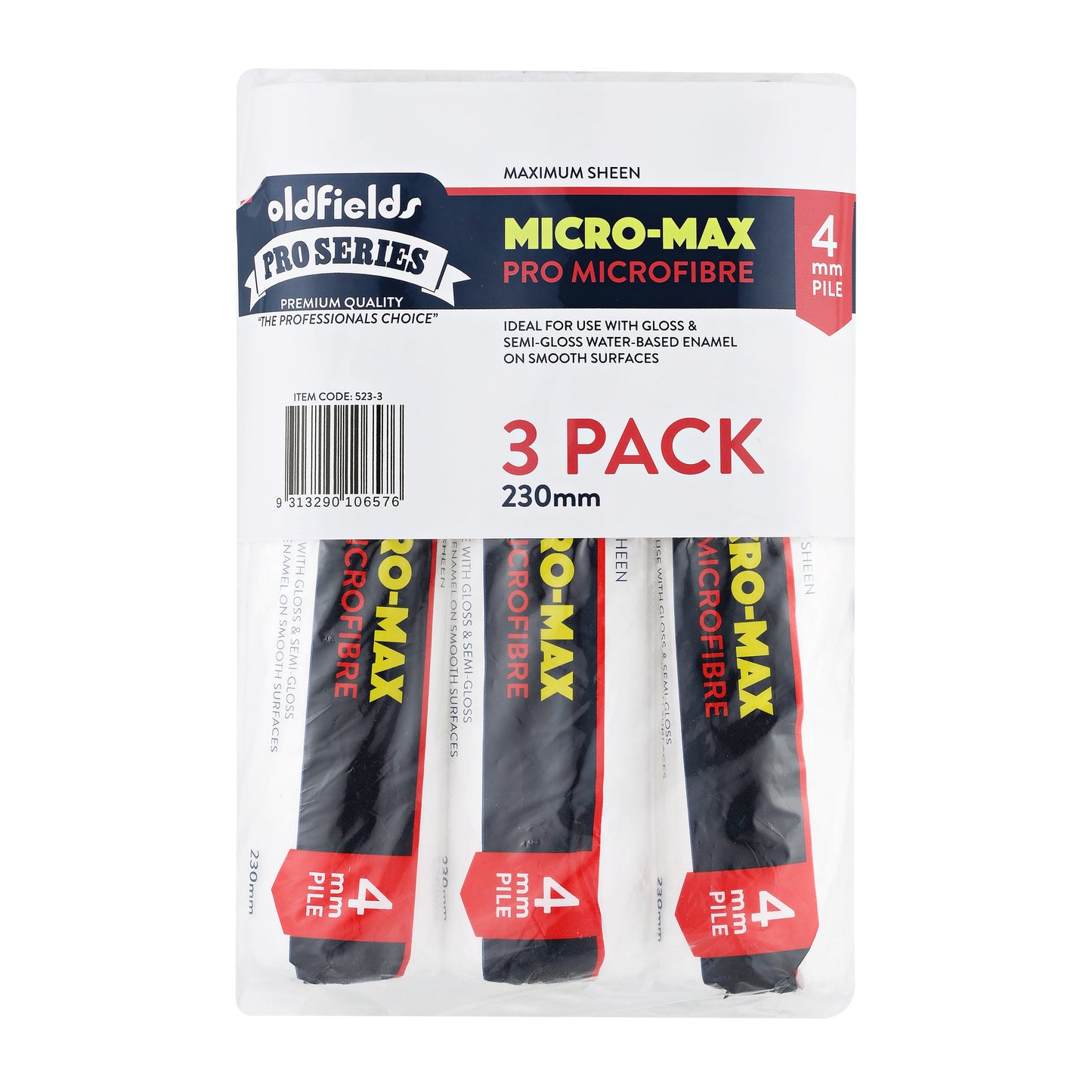 Pro Series Maximum Sheen Microfiber Rollers (3 Pack), 9", 0.2" Nap image 1